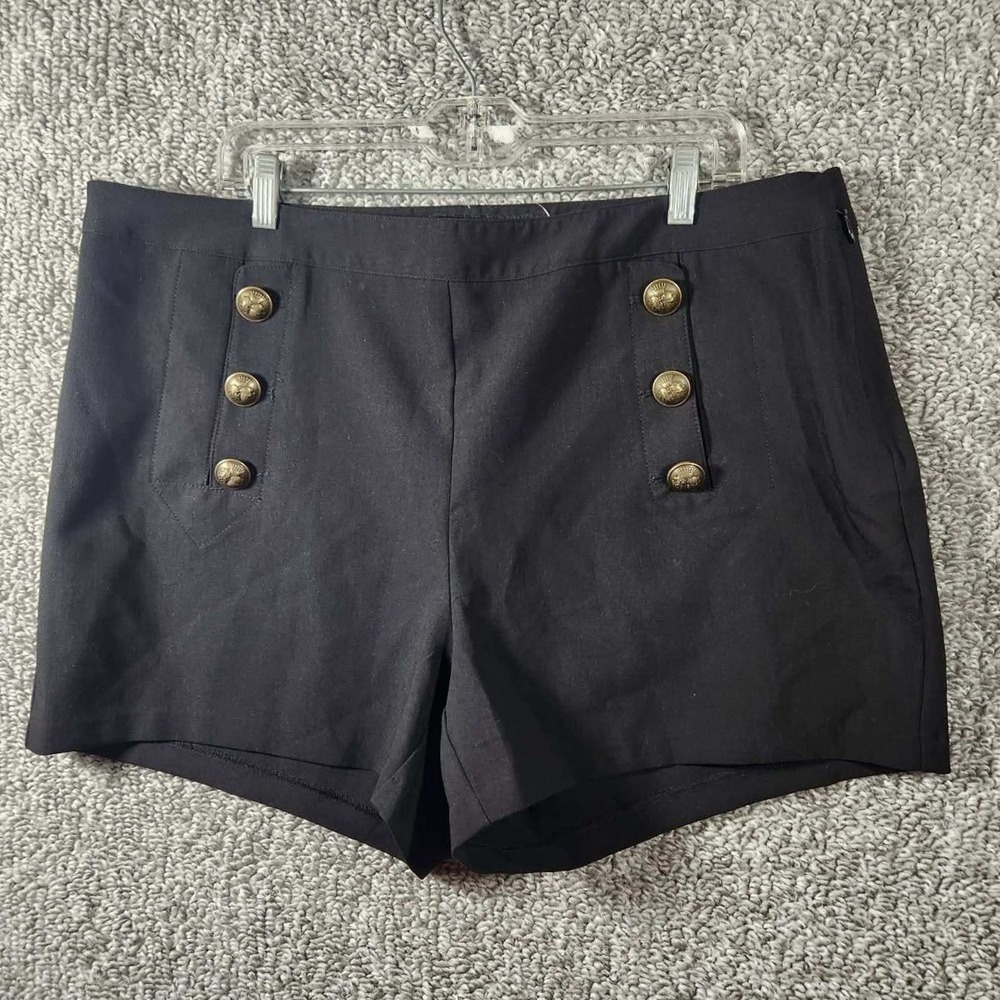 Torrid Sailor Shorts Black Gold Crest Button Women 18 Dark Academia Nautical